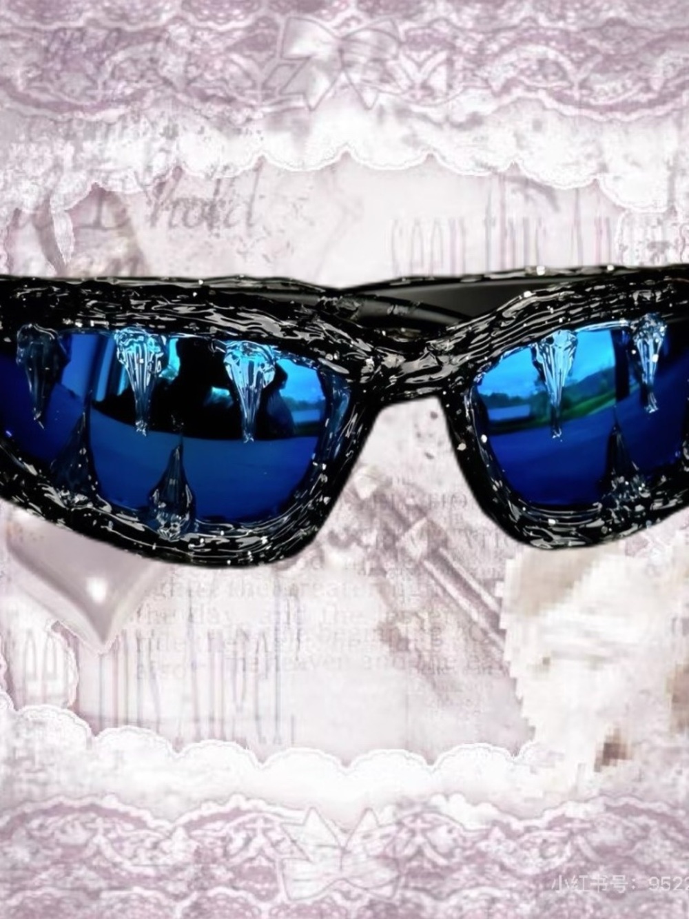 Black Frame Blue Lens Sports Sunglasses